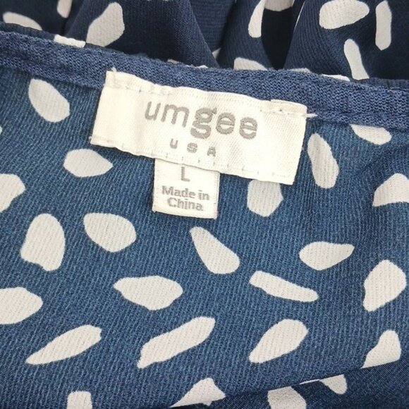 Umgee Linen Blouse Womens Size L Relaxed Hi/Low Flowy Short Sleeve - Picture 8 of 9